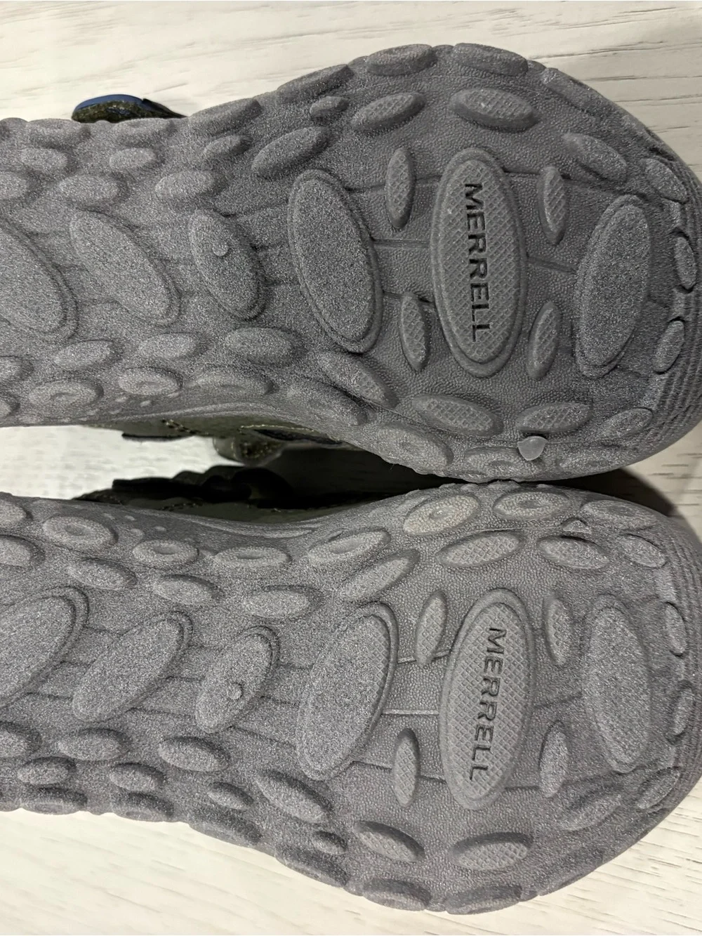 Merrell Kids Olive and Navy Hook-and-Loop Sport Sandals